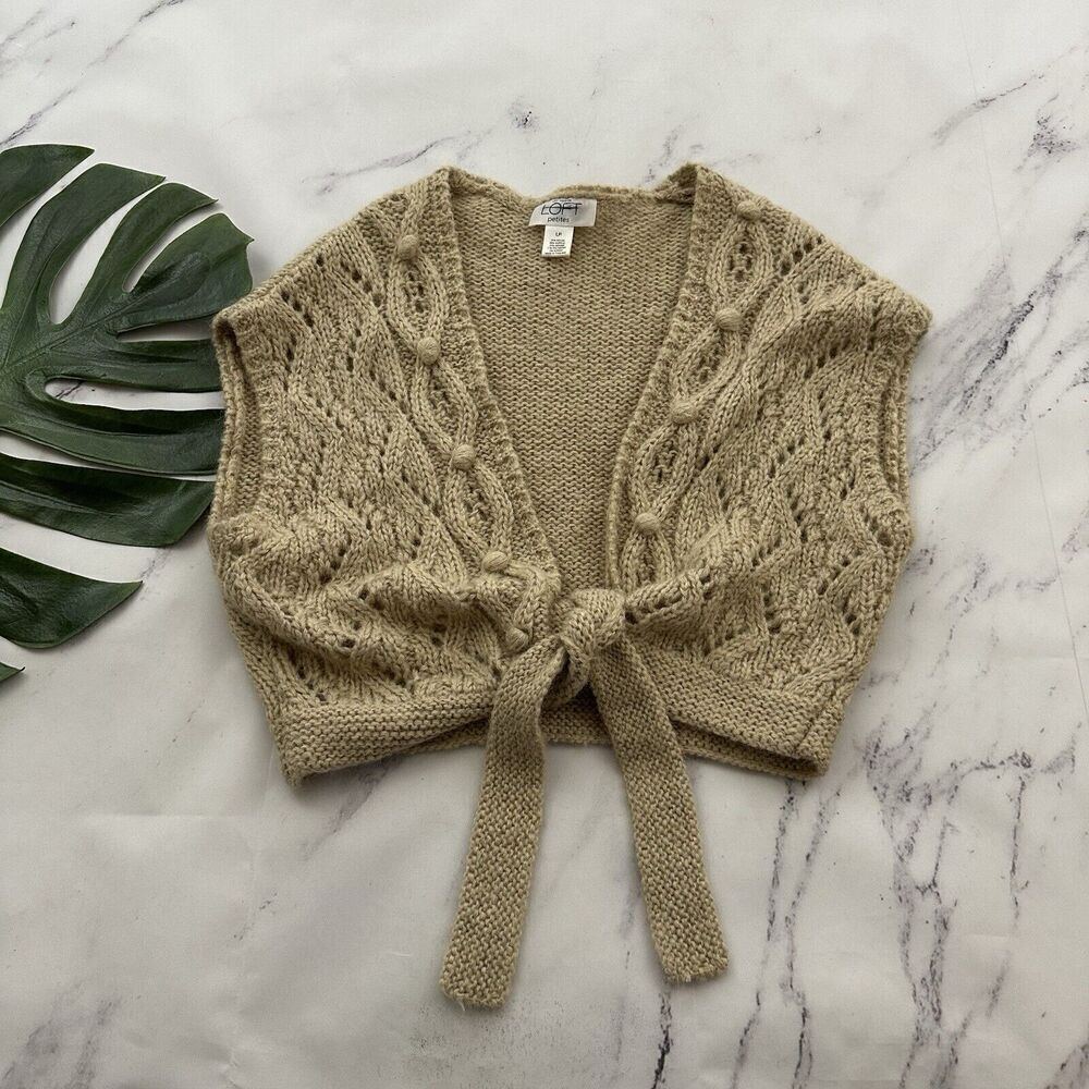 Loft Womens Vintage Y2k Cropped Cardigan Sweater Size L Petite Mohair Alpaca
